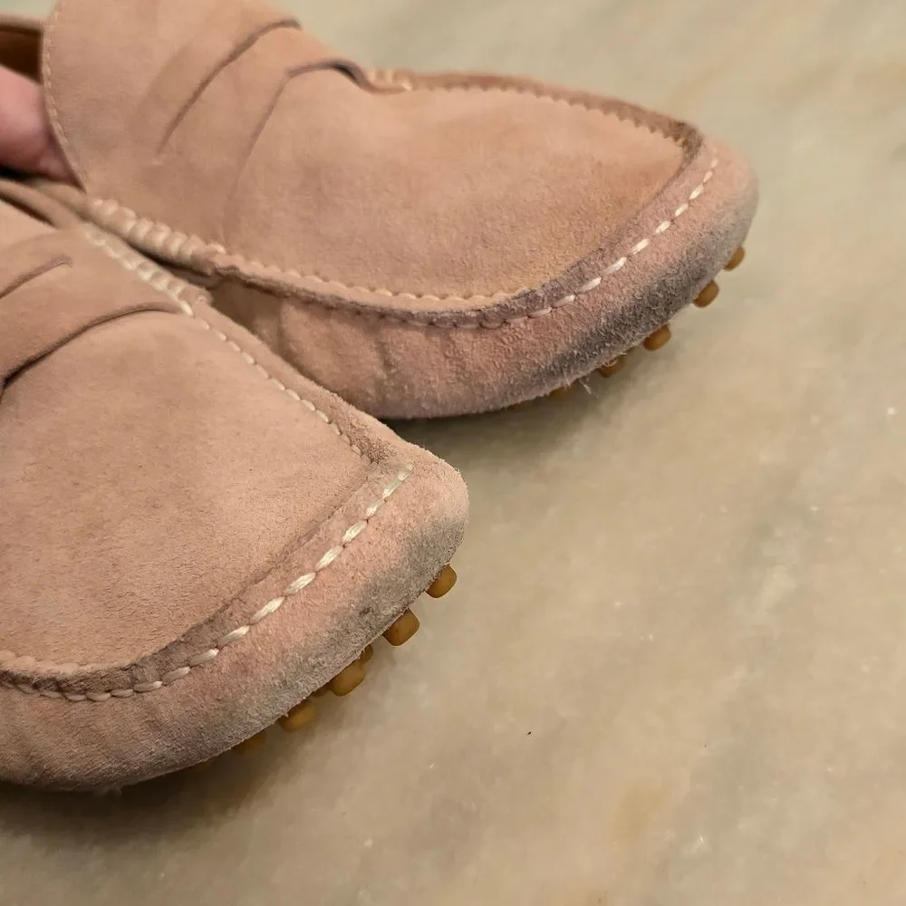 New Republic by Mark McNairy Barclay Dust Pink Suede Driver Loafer Men Size 10.5
